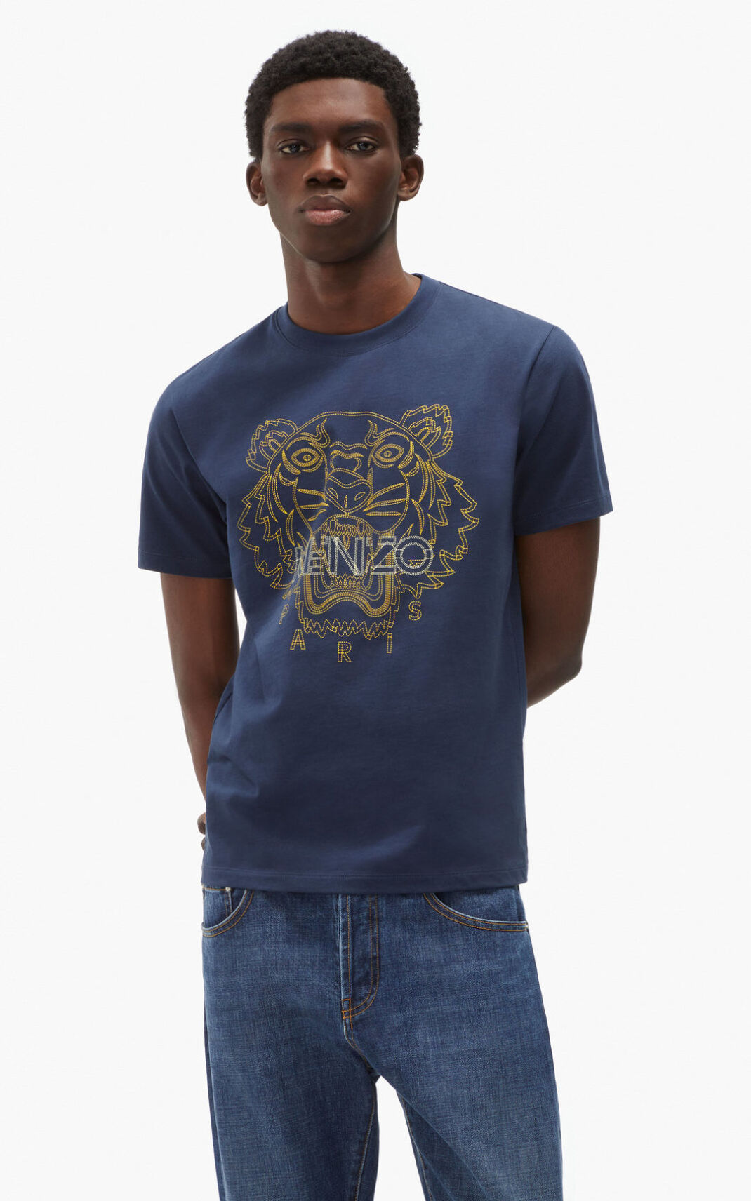 T Shirt Kenzo Homme Tiger Bleu Marine Bleu EKIGD-3145